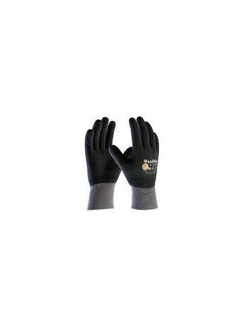 Product image for PIP 34-875/M G-Tek Maxiflex II Black Micro-Foam Nitrile Coated Palm Full Finger and Knuckle Gray Seamless Knit Nylon Gloves