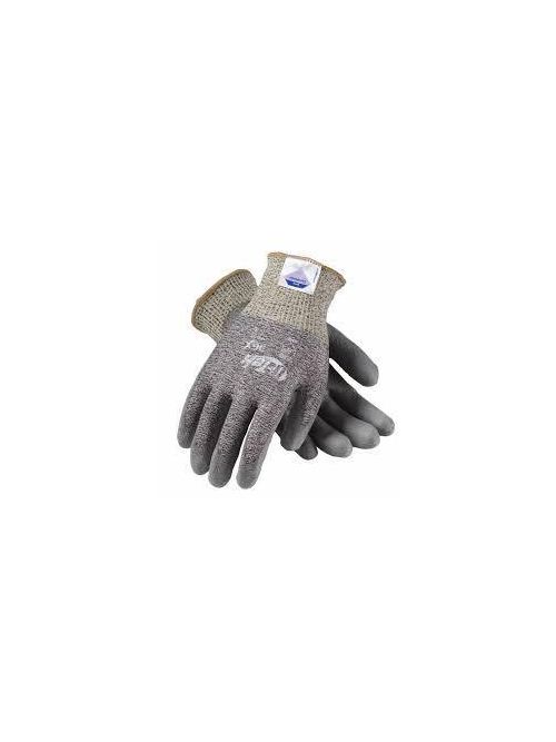 Product image for PIP 19-D320/L G-Tek 3G10 Dsm Dyneema Gray & Black Knit with Gray Polyurethane Palm Coating Medium Weight EN388 Level 4 Gloves