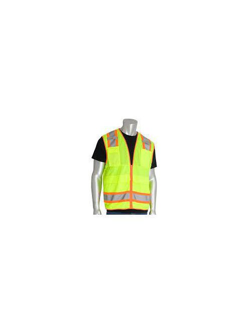 Product image for PIP 302-0700-LY/XL CL 2 TECH VEST 8 PCKTS ID S TWO TE TAPE LY XL