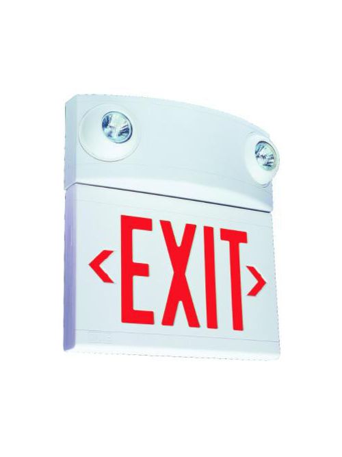 Product image for Hubbell Lighting LTURW3I 120/277 VAC White Background Red Legend Universal Single/Double Face LED Emergency Exit Sign