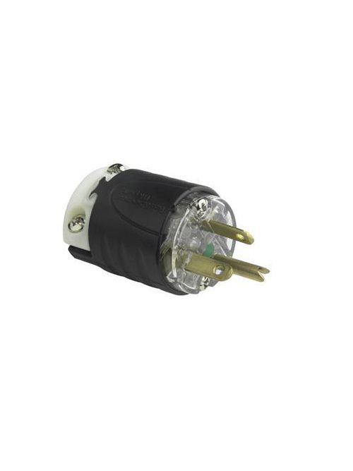 Product image for Pass & Seymour 5466-XHG 20 Amp 250 Volt Black and Clear Extra-Hard Use Hospital Grade Plug