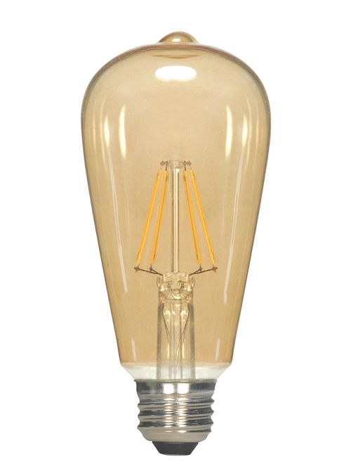 Product image for Satco S9272 Discontinued - 6.5W ST19 LED; Transparent Amber; Medium base; 2300K; 650 Lumens; 120 Volt
