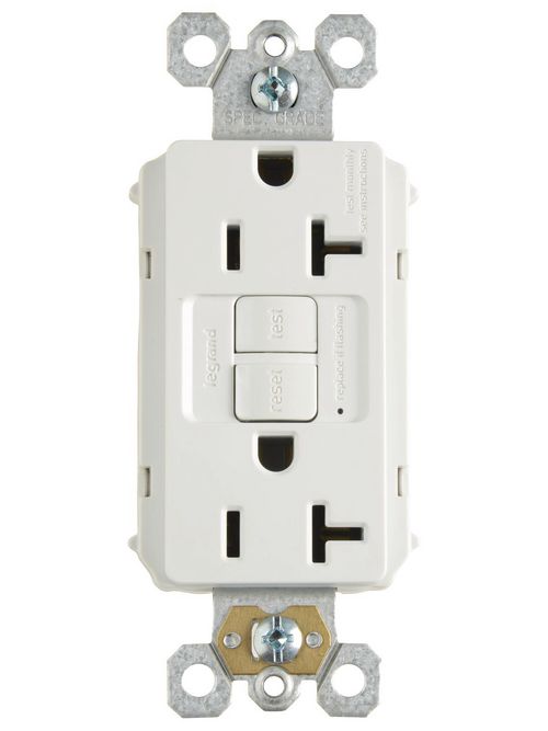 Pass & Seymour PT2097-W 20 Amp 125 VAC 2-Pole 3-Wire NEMA 5-20R White Nylon Self-Test Duplex GFCI Receptacle Pass & Seymour PT2097-W 20 Amp 125 VAC 2-Pole 3-Wire NEMA 5-20R White Nylon Self-Test Duplex GFCI Receptacle