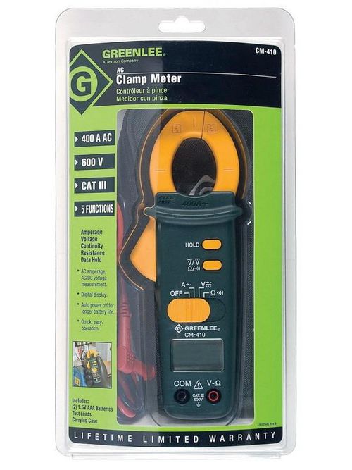 Product image for Greenlee CM-400 300 Amp AC Clamp-On Meter