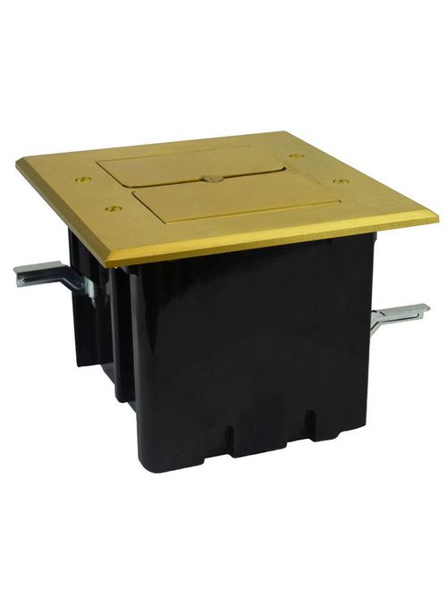 Allied Moulded Products FB-5 44.5 cubic inch 2-Gang Floor Box with Brass Cover for Low Voltage Installation Allied Moulded Products FB-5 44.5 cubic inch 2-Gang Floor Box with Brass Cover for Low Voltage Installation