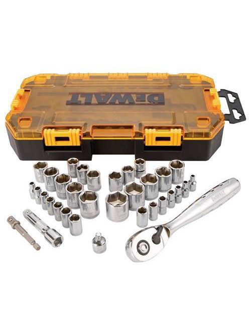 Product image for DeWalt DWMT73804 34pc Socket Set, 1/4" & 3/8" Drive