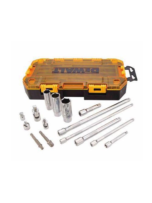 Product image for DEWALT DWMT73807 Tough Box Tool Kit 15 Piece 1/4 Inch And 3/8 Inch Drive Tool Accessory Set