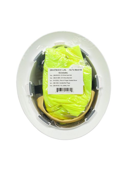 Product image for PIP 289-GTW-6141-L/XL EVOLUTION Hard Hat with Glass Gloves Class 2 Vest Mesh Ear Plug