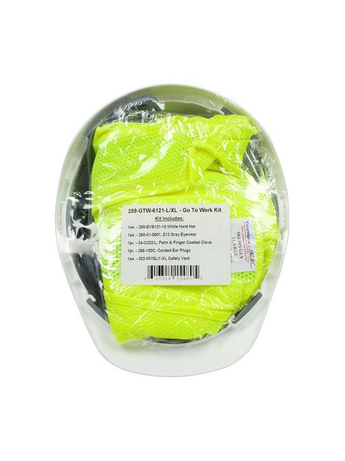 Product image for PIP 289-GTW-6121-L/XL INCLUDES EVO6121 HARD HAT GLASSES L GLOVES XL CLASS 2 VEST EAR PLUG