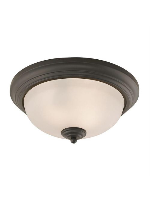 Product image for Elk Lighting 7053FM/10 Huntington 60 W 2 Light Oil Rubbed Bronze White Glass Flushmount Ceiling Light Fixture