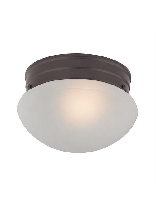 Product image for Elk Lighting 7021FM/10 Mushroom 60 W 1 Light Laundry Closet Oil Rubbed Bronze White Glass Flushmount Ceiling Light Fixture