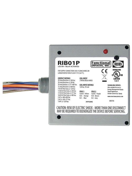 Product image for Functional Devices, Inc. RIB01P DPDT 120 VAC 20 Amp Enclosed Relay