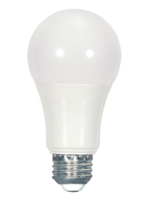 Product image for Satco S9187 - 10 watt A19 LED; White; 3000K; 215' beam spread; Medium base; 120 volts