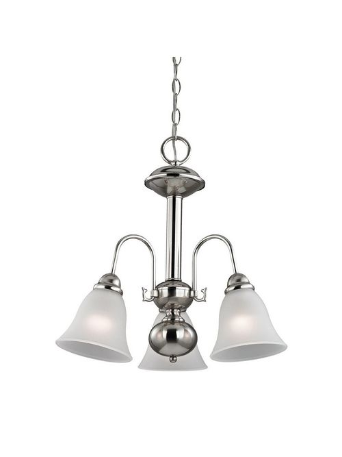 Product image for THO 1903CH/20 3 LT CHANDELIER BRUSHED NICKEL W WHITE GLASS BREAKFAST AREA