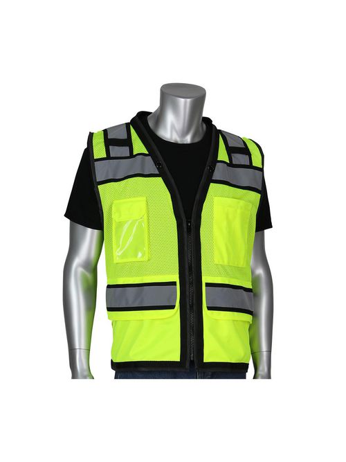 Product image for PIP 302-0800D-LY/2X TYPE R CLASS 2 CONT HD TECH VEST D-RING MIC TABS TWO TONE TAPE LY