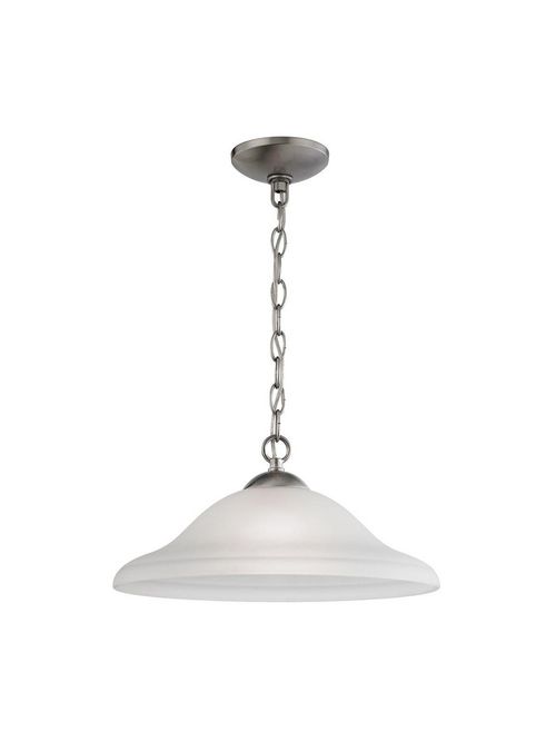 Product image for THO 1201PL/20 1 LT LG PEND BRUSHED NICKEL W WHITE GLASS STAIR LANDING