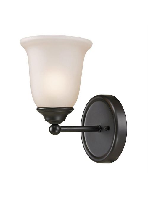 Product image for THO 5651BB/10 WALL SCONCE OIL RUBBED BRONZE W WHITE GLASS VANITY KNEEWALL APPLICATION
