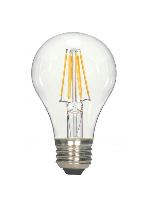 Product image for Satco S8608 6.5W A19 LED; Clear; Medium base; 2700K; 810 Lumens; 120 Volt; Carded
