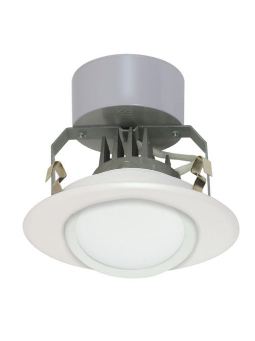 Product image for Satco S9129 - 7 watt LED Directional Downlight Retrofit; 4" Gimbled; 3000K; Miniature 2 Pin Round base; 12 volts; Dimmable