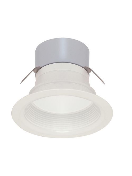Product image for Satco S9130 - 8 watt LED Downlight Retrofit; 4" Baffle; 3000K; Miniature 2 Pin Round base; 12 volts; Dimmable