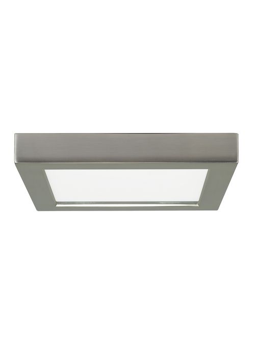 Product image for Satco S9333 13.5 watt; 7" Flush Mount LED Fixture; 2700K; Square Shape; Brushed Nickel Finish; 120 volts