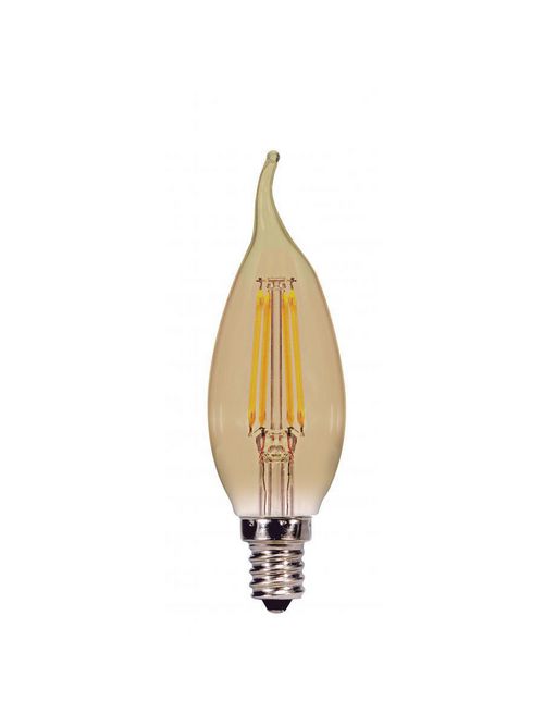 Product image for Satco S9587 4.5 Watt Flame CFA LED; Amber; Candelabra base; 2200K; 300 Lumens; 120 Volt