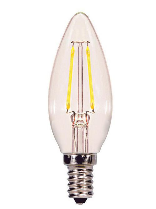 Product image for Satco S9820 Discontinued - 2W C11 LED; Clear; Candelabra base; 2700K; 190 Lumens; 120 Volt