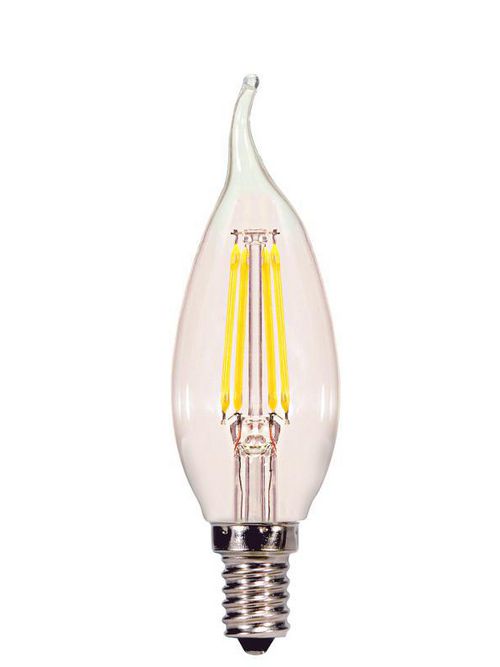 Product image for Satco S9823 - 4 Watt CA11 LED; Clear; Candelabra base; 2700K; 340 Lumens; 120 Volt