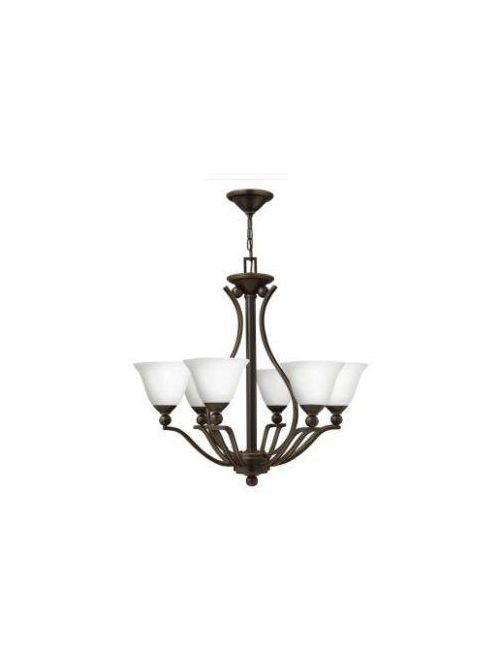 Product image for Bolla 6 Light Large Chandelier - Olde Bronze w/ Etched Opal Glass