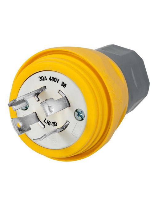 Hubbell Wiring Devices Hbl28w76 30 Amp 480 Volt 3 Pole 4 Wire Nema L16 30p Yellow Locking Plug Irby