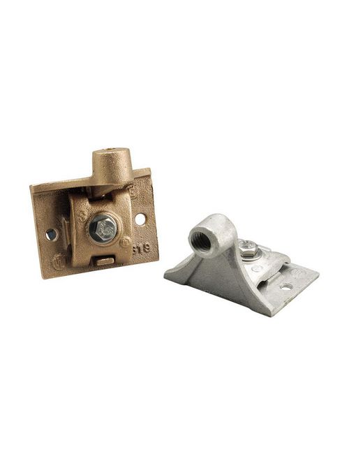 Product image for Erico LPC31938 Air Terminal Base, Vertical Mount with Offset, Imperial Thread, Copper, Bare, 3/8 UNC Thread