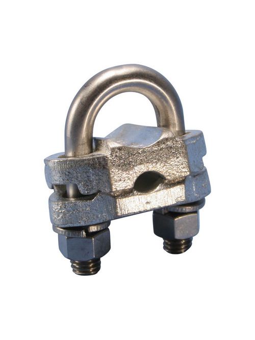 Product image for Erico GC064 Ground Rod Clamp, U-Bolt, Tinned, One Conductor, #4 Sol-2/0 Str, 16 mm² Str-50 mm² Str Conductor Size, UL