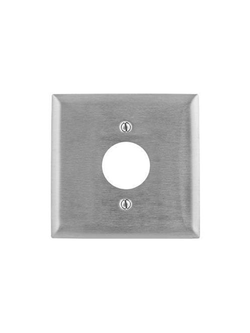 Product image for Hubbell S749 WALLPLATE, 2-G, 1) 1.60", SS