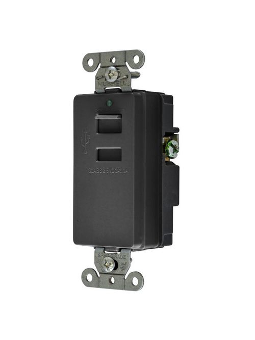 Product image for Hubbell USB2BK USB CHRGR 2 PORT 3A 5 V BLACK