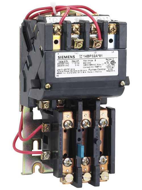 Siemens Industry 14CP32AC81 240/440 to 480 VAC 18 Amp 5 Hp 3-Phase 3-Pole Size 0 Non-Reversing NEMA Motor Starter Siemens Industry 14CP32AC81 240/440 to 480 VAC 18 Amp 5 Hp 3-Phase 3-Pole Size 0 Non-Reversing NEMA Motor Starter