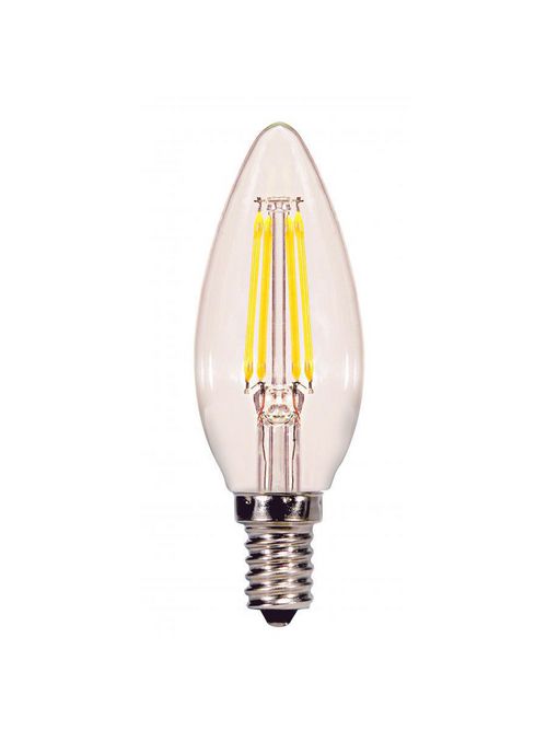 Product image for Satco S9890 3.5 Watt C11 LED; Clear; Candelabra base; 3000K; 350 Lumens; 120 Volt