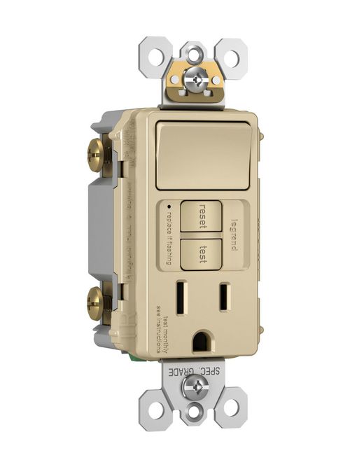 Product image for Pass & Seymour 1597SWTTRICCD4 Combination Tamper-Resistant 15A Self-Test Single-Pole Switch/GFCI - Ivory