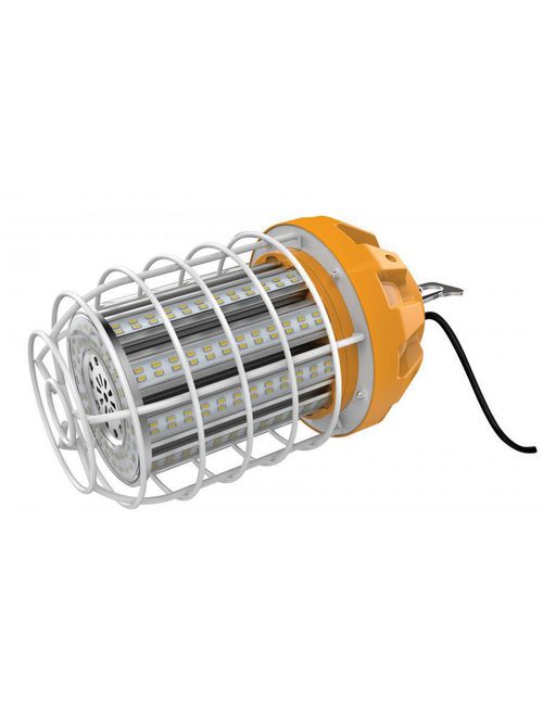 Product image for Satco S8946 100W - LED Hi-lumen temporary hi-bay caged lamp; 5000K; Integrated cord / plug and hook; 120 Volt