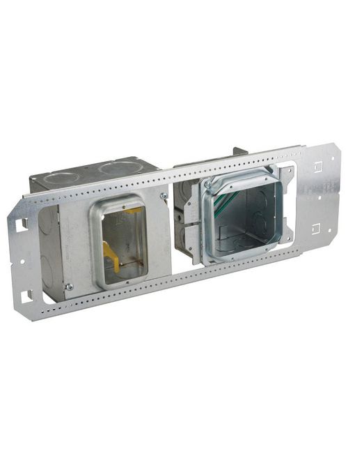 Product image for Caddy A1BF2G51N Caddy All-in-One Between-Stud With Removable Mud Ring, Multi-Box, (4) 1", (4) 1-1/4" Knockouts, 2 Gang, 64 in? Box, 5/8" Drywall, 3-5/8"