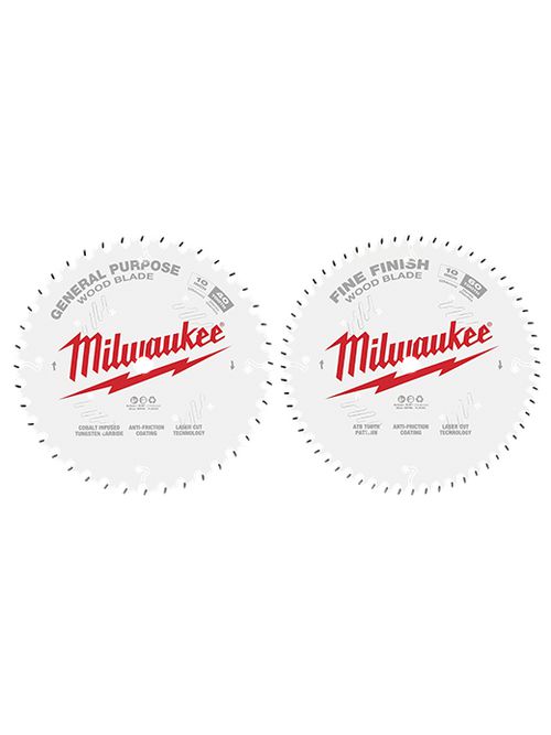 Milwaukee 48-40-1036 10" 40T + 60T Two Pack Circular Saw Blades Milwaukee 48-40-1036 10" 40T + 60T Two Pack Circular Saw Blades