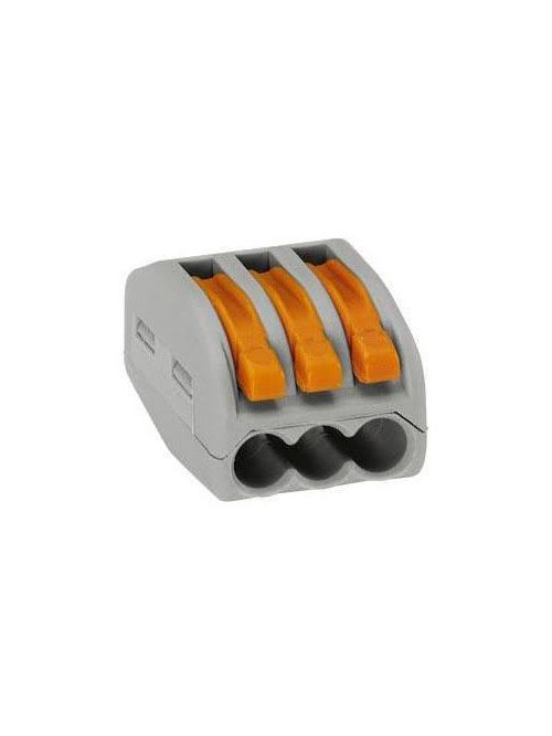 Product image for Wago 222-413/PW05-250 3-Conductor Push-In Lever-Nuts® Wire Splicing Connector, #28-#12 Solid/Stranded, Gray w/Orange Lever (Jar of 250)