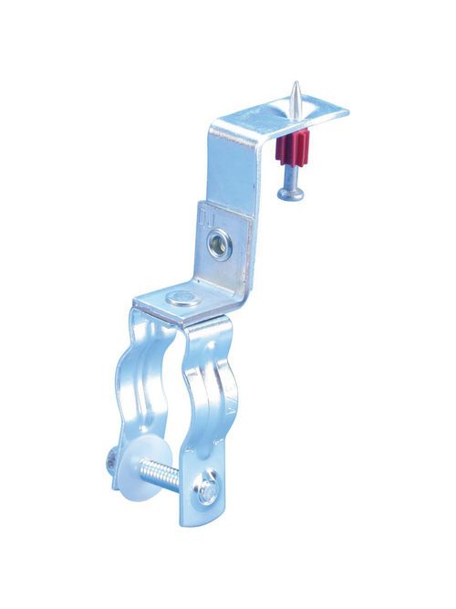Product image for Caddy CD1BZSF Bolt Close Conduit/Pipe Clamp with Z Shot-Fire Bracket, 0.74"-1.05" OD, 3/4" EMT, 3/4" Rigid/Pipe