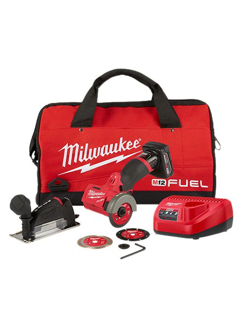 Product image for Milwaukee 2522-21XC M12 FUEL™ 3" Compact Cut Off Tool Kit, w/ Battery & Charger