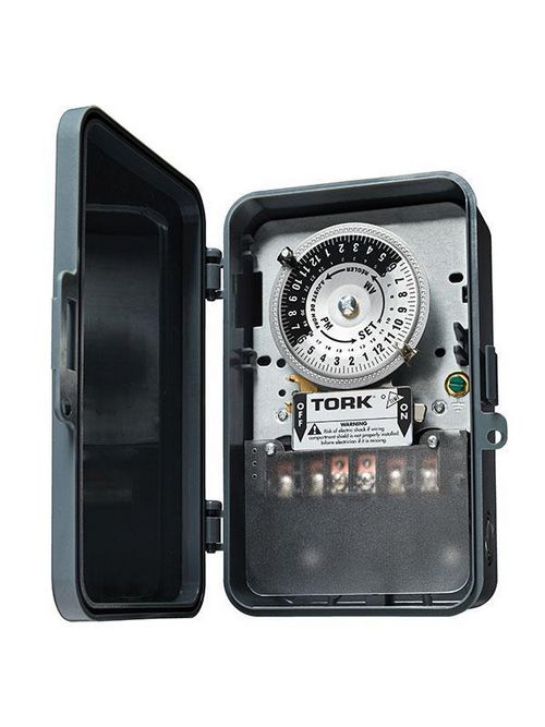 Product image for TORK 1109A-P 120-277V DPST 40A 24HR TIME SWITCH INDOOR/OUTDOOR PLASTIC CASE