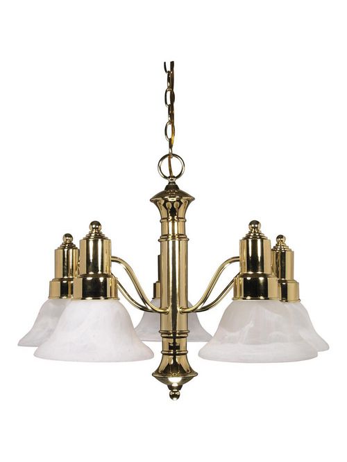 Product image for Satco 60/193 Gotham; 5 Light; 25 in.; Chandelier with Alabaster Glass Bell Shades