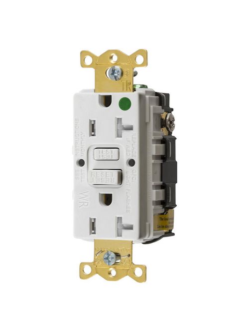 Hubbell Wiring Devices GFTWRST83W 20 Amp 125 Volt NEMA 5-20R White Commercial Standard GFCI Receptacle Hubbell Wiring Devices GFTWRST83W 20 Amp 125 Volt NEMA 5-20R White Commercial Standard GFCI Receptacle