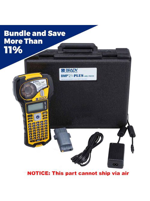 Brady BMP21-PLUS-KIT1 3/4 Inch Single Color Portable Label Printer Case Battery and AC Charger Kit Brady BMP21-PLUS-KIT1 3/4 Inch Single Color Portable Label Printer Case Battery and AC Charger Kit