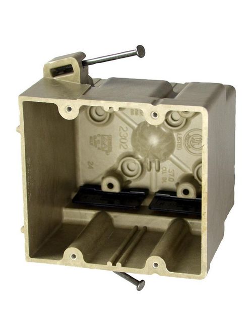 Allied Moulded Products 2302-NK 3-7/16 x 4 x 3-3/4 Inch 37 In 2-Gang Angled Mid-Nail Switch/Receptacle Outlet Box Allied Moulded Products 2302-NK 3-7/16 x 4 x 3-3/4 Inch 37 In 2-Gang Angled Mid-Nail Switch/Receptacle Outlet Box