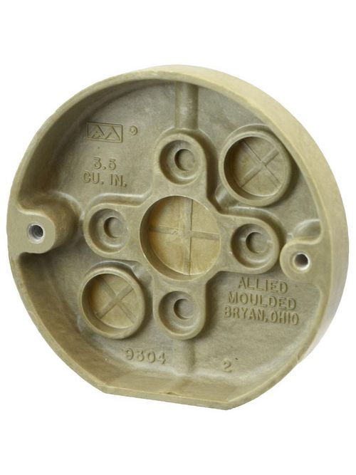 Allied Moulded Products 9304 5/8 x 3-3/8 Inch 3.5 In Fiberglass Round Fixture Outlet Box Allied Moulded Products 9304 5/8 x 3-3/8 Inch 3.5 In Fiberglass Round Fixture Outlet Box