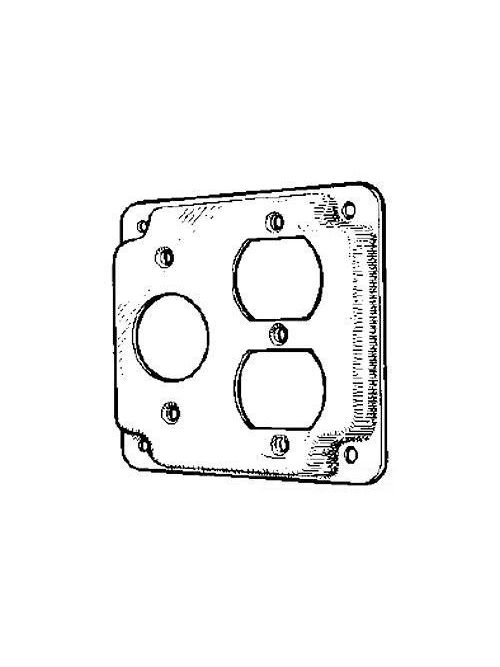 Product image for Mulberry 11415 4" Square Box Cover, 1/2" Raised, Duplex / Single Receptacle, Steel